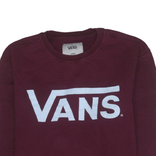 Vans Mens Burgundy Red Logo Crew Neck Pullover Sweatshirt Size L