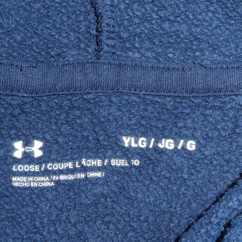 Under Armour Teens Blue Pullover Hoodie YLG Classic Fit Cotton Blend