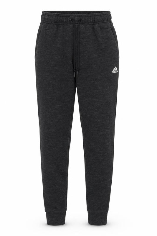 Front view of Adidas Men's Black Jogger Sweatpants, size S, Tapered Fleece