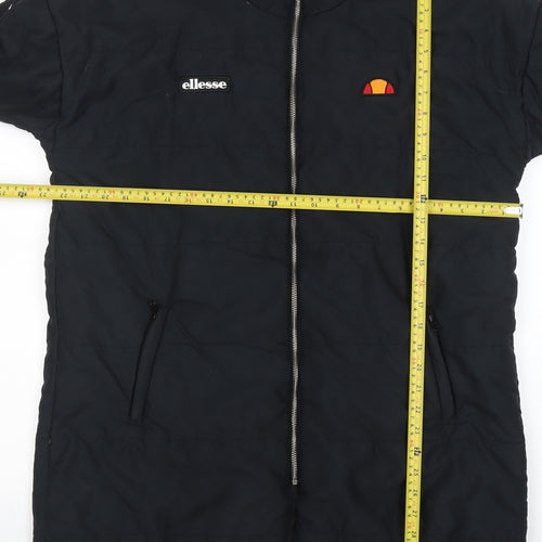 Ellesse Women's Black Long Puffer Coat UK 10 Full Zip Lined Winter Jacket