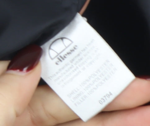 Ellesse Women's Black Long Puffer Coat UK 10 Full Zip Lined Winter Jacket