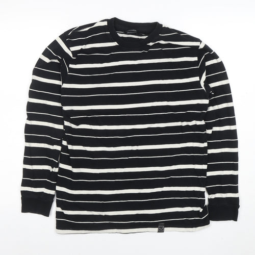 Pull & Bear Women’s Black Striped Long Sleeve Cotton T-Shirt Size 10
