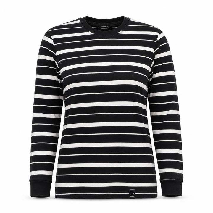 Pull&Bear Women’s Black Striped Long Sleeve Cotton T-Shirt Size 10