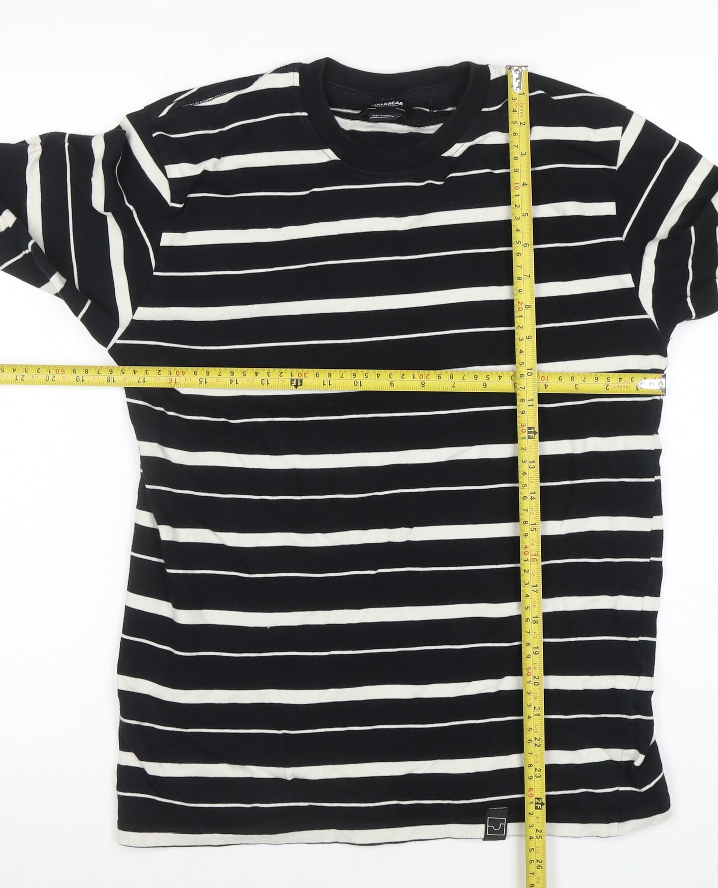 Pull & Bear Women’s Black Striped Long Sleeve Cotton T-Shirt Size 10