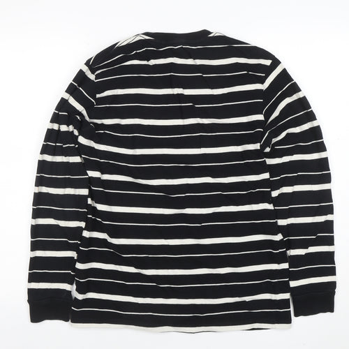 Pull & Bear Women’s Black Striped Long Sleeve Cotton T-Shirt Size 10