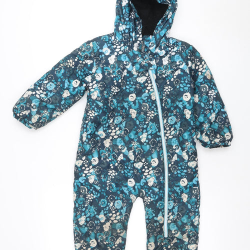 Dare 2B Girls Blue Floral Hooded Winter Snowsuit Size 3 Years
