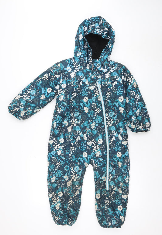 Dare 2B Girls Blue Floral Hooded Winter Snowsuit Size 3 Years