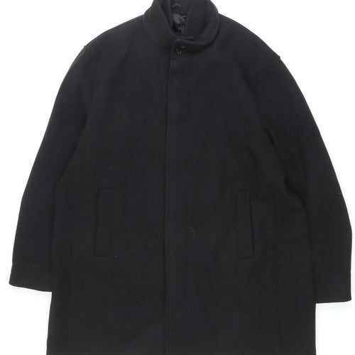 Next Mens Black 2XL Classic Mid-Length Overcoat