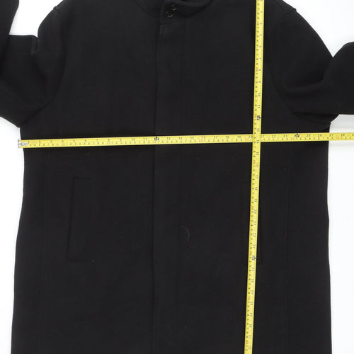 Next Mens Black 2XL Classic Mid-Length Overcoat