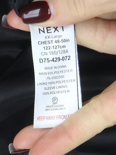 Next Mens Black 2XL Classic Mid-Length Overcoat