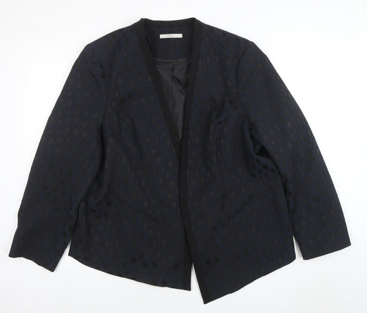 George Women's Navy Jacquard Blazer Jacket Size 24 Stretch Cotton Blend