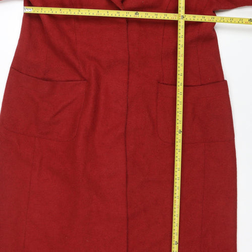 Peruvian Connection Women's Red Alpaca Wool Long Coatigan UK 22