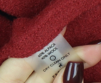 Peruvian Connection Women's Red Alpaca Wool Long Coatigan UK 22