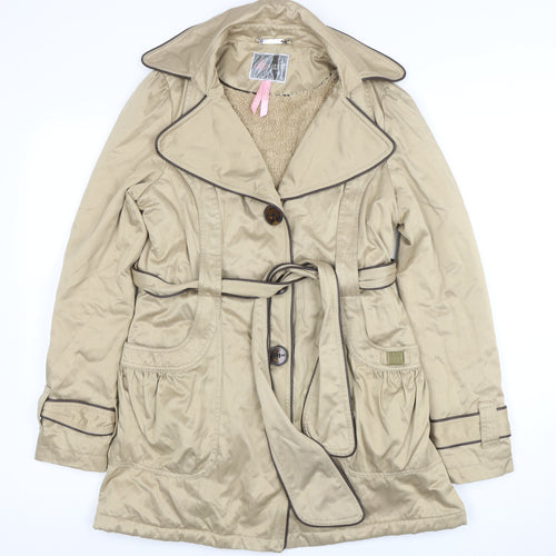 Lipsy Women’s Beige Trench Coat Size 10 Belted Classic Style