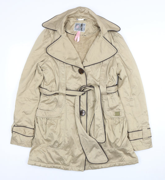 Lipsy Women’s Beige Trench Coat Size 10 Belted Classic Style