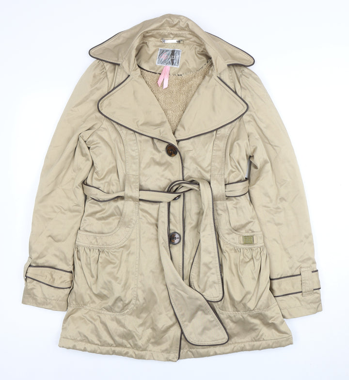 Lipsy Women’s Beige Trench Coat Size 10 Belted Classic Style