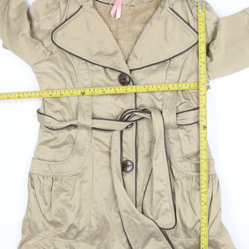 Lipsy Women’s Beige Trench Coat Size 10 Belted Classic Style