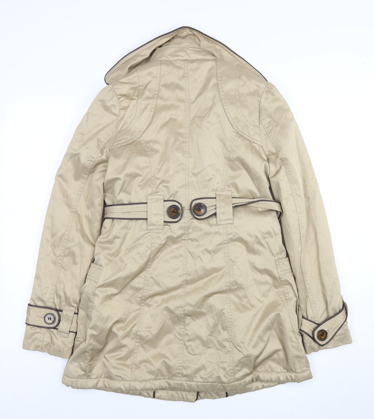 Lipsy Women’s Beige Trench Coat Size 10 Belted Classic Style
