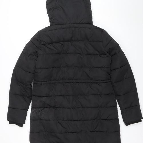 Nutmeg Womens Black Size 14 Hooded Puffer Jacket