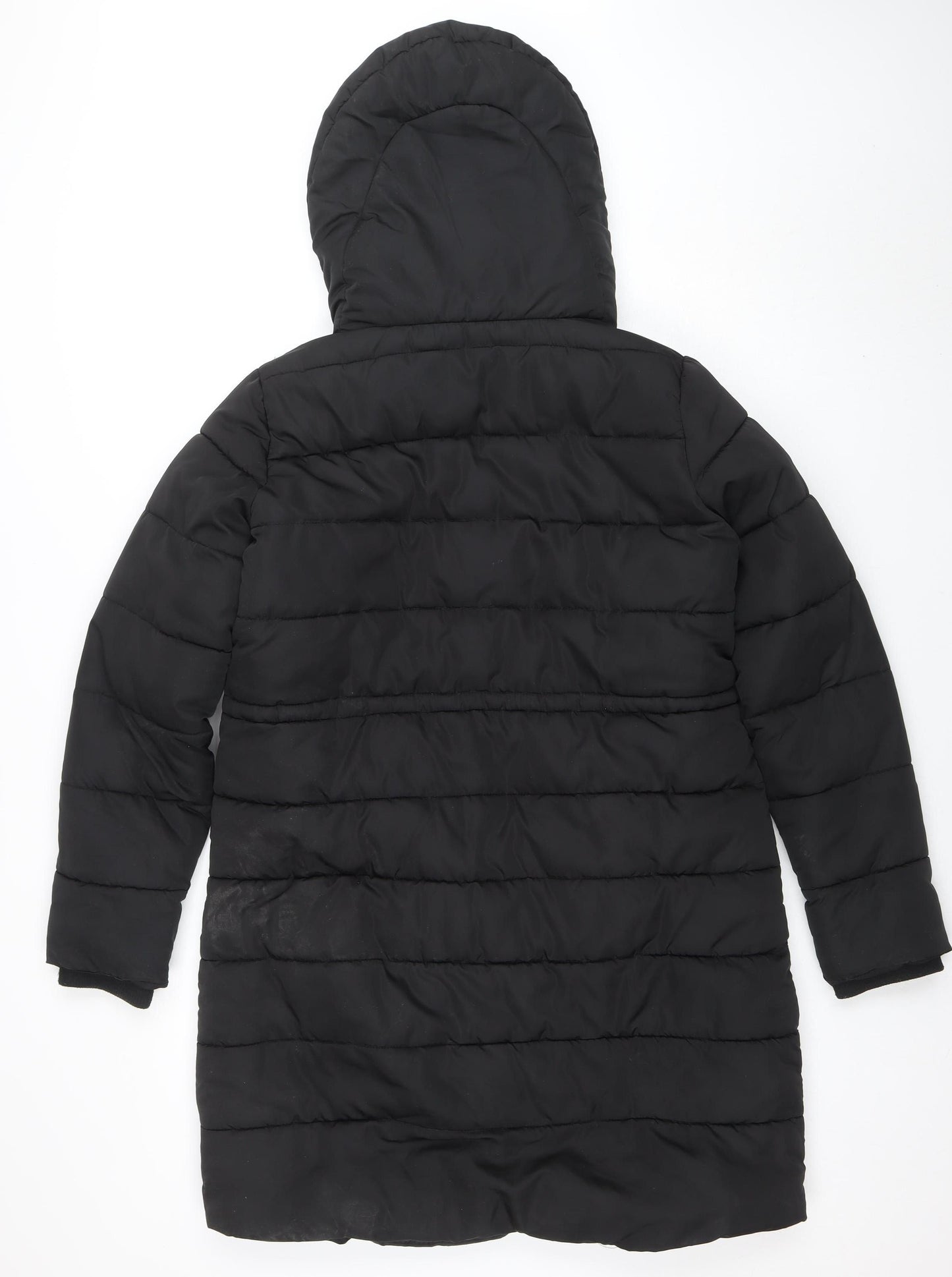 Nutmeg Womens Black Size 14 Hooded Puffer Jacket