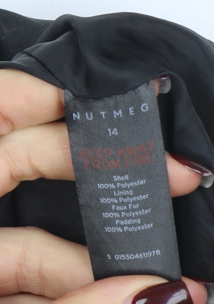 Nutmeg Womens Black Size 14 Hooded Puffer Jacket