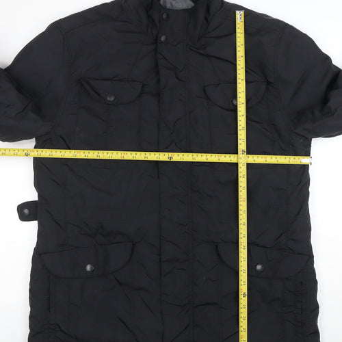 BHS Men’s Black XL Parka Jacket Nylon Mid-Length Winter Coat