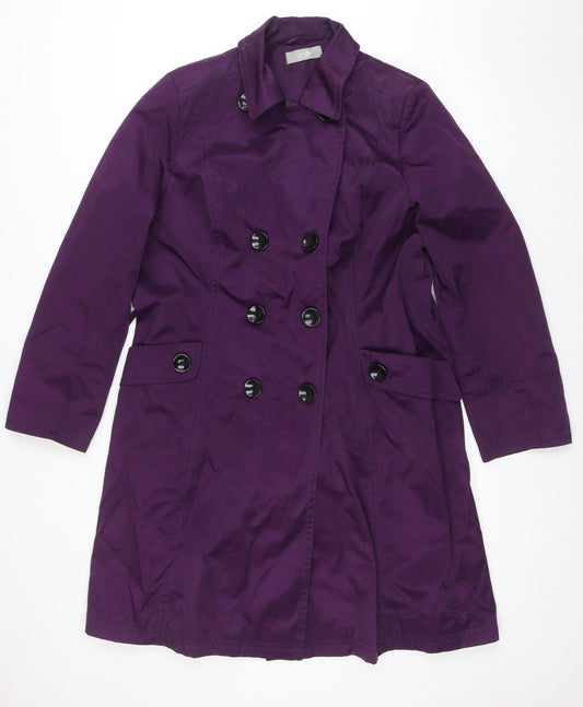 Wallis Women's Purple Trench Coat Size 18 Polyester Cotton Lined