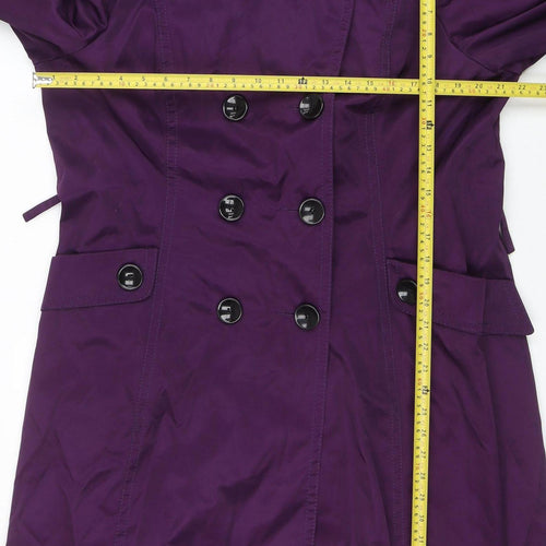 Wallis Women's Purple Trench Coat Size 18 Polyester Cotton Lined