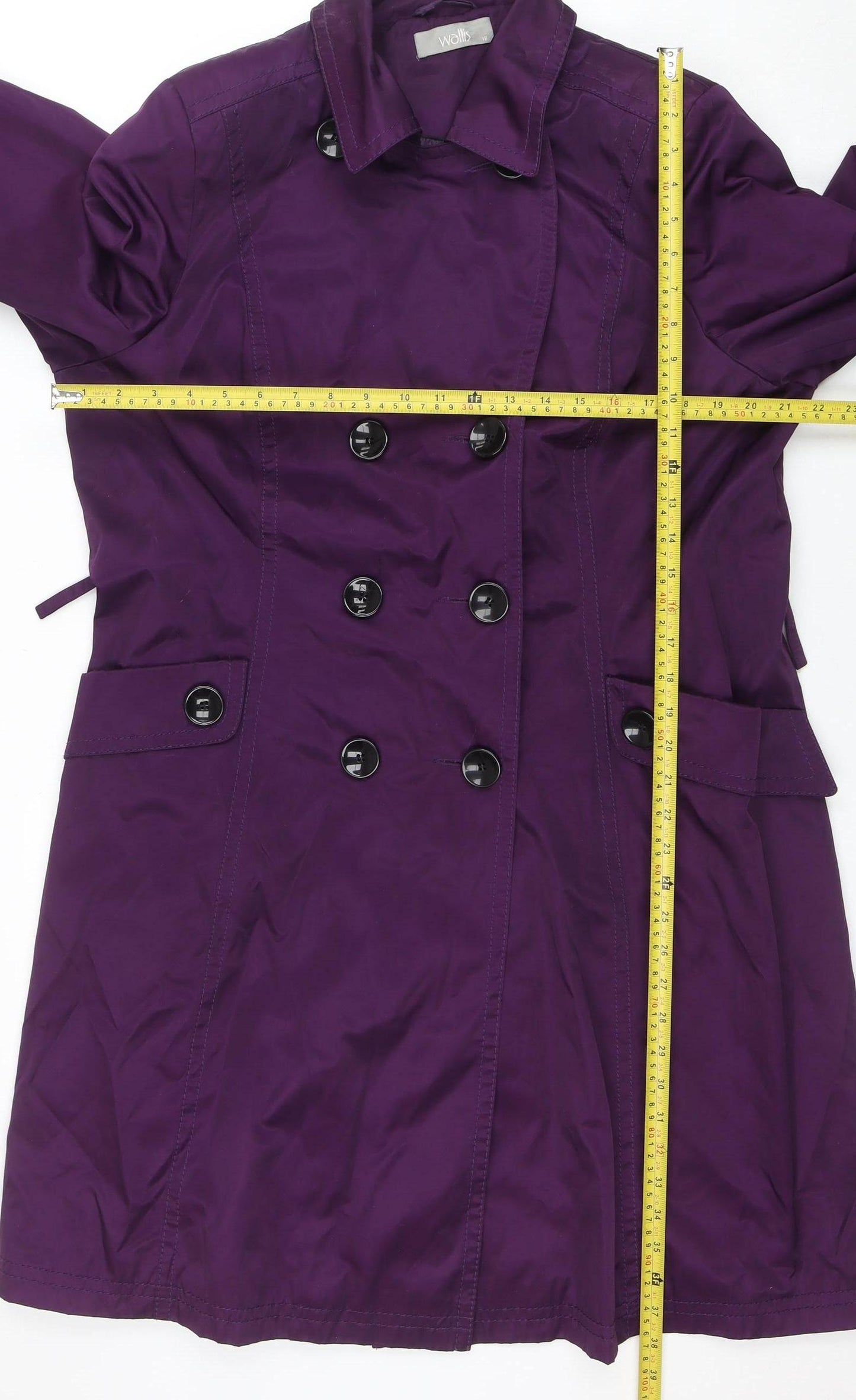 Wallis Women's Purple Trench Coat Size 18 Polyester Cotton Lined