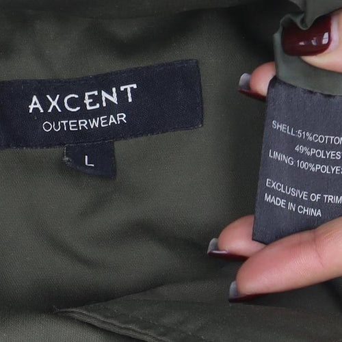 Axcent Women’s Green Parka Coat L Long Sleeve Zip Jacket