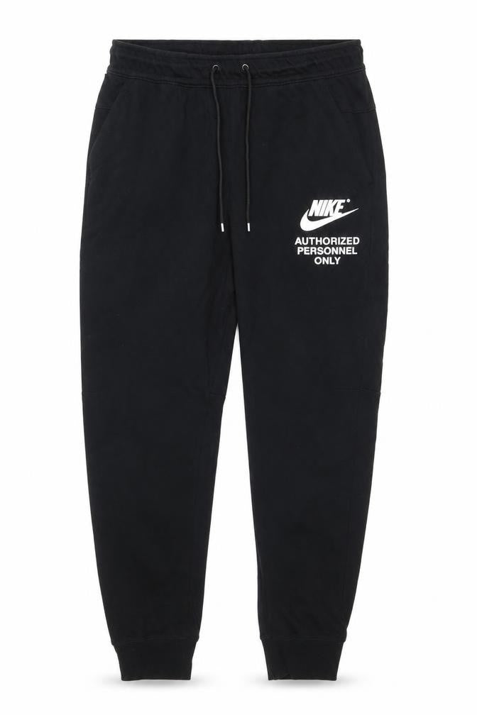 Front view of Nike Men's Black Jogger Sweatpants, size S, Fleece Drawstring Tapered