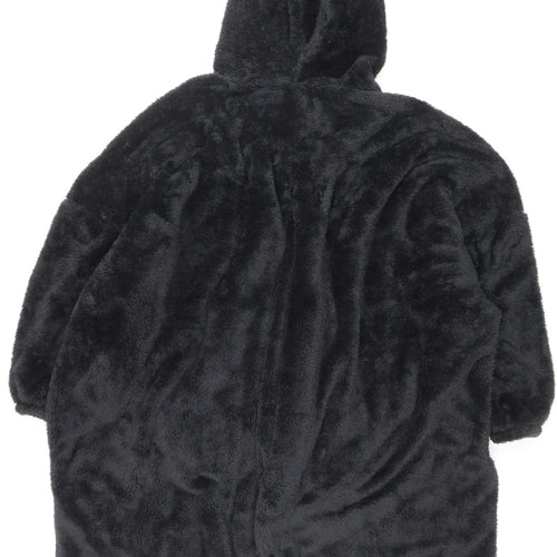 Dunelm Women Black Fleece Hooded Robe One Size Winter Wear