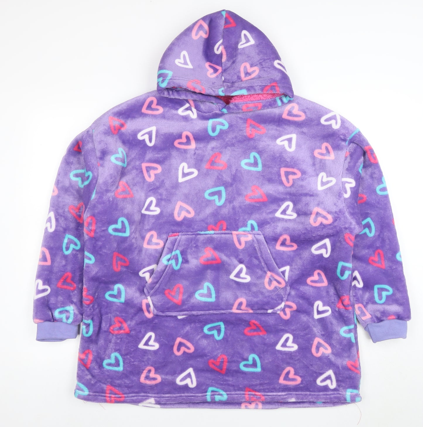 Snuggle Girls Purple Heart Print Hooded Fleece Jacket 11-13 Years Winter