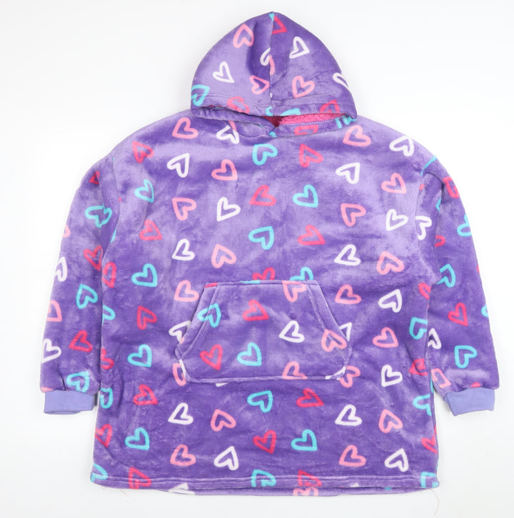 Snuggle Girls Purple Heart Print Hooded Fleece Jacket 11-13 Years Winter