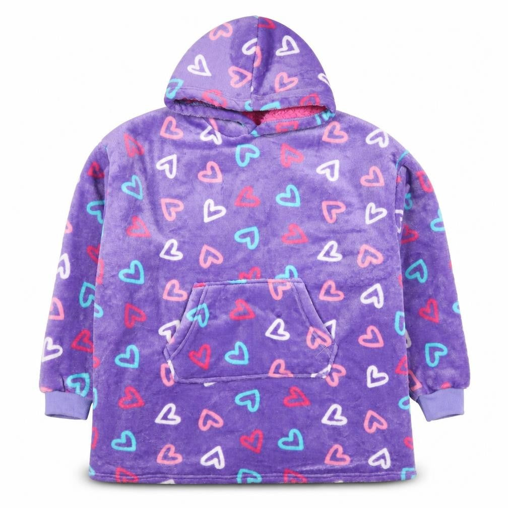Snuggle Girls Purple Heart Print Hooded Fleece Jacket 11-13 Years Winter