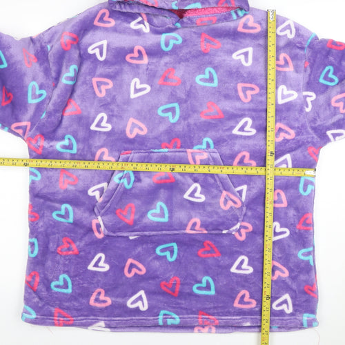 Snuggle Girls Purple Heart Print Hooded Fleece Jacket 11-13 Years Winter