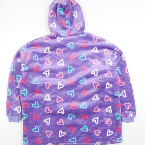 Snuggle Girls Purple Heart Print Hooded Fleece Jacket 11-13 Years Winter