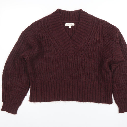 Marks and Spencer Per Una Women's Brown V-Neck Chunky Knit Jumper Size M