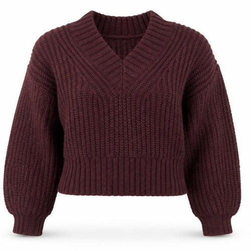 Marks and Spencer Per Una Women's Brown V-Neck Chunky Knit Jumper Size M