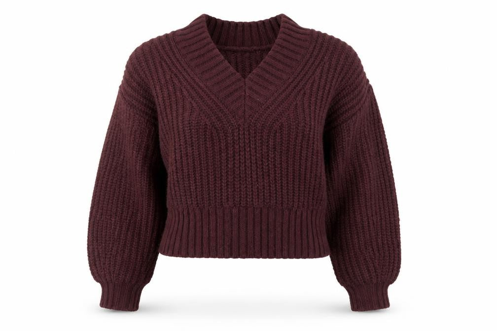 Marks and Spencer Per Una Women's Brown V-Neck Chunky Knit Jumper Size M