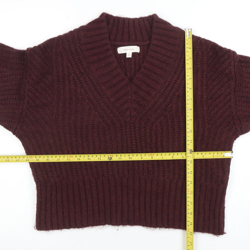 Marks and Spencer Per Una Women's Brown V-Neck Chunky Knit Jumper Size M