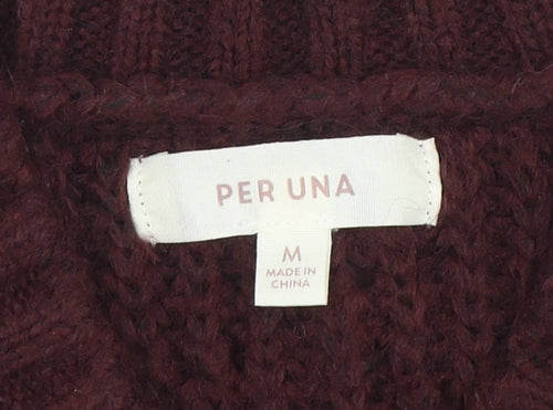 Marks and Spencer Per Una Women's Brown V-Neck Chunky Knit Jumper Size M