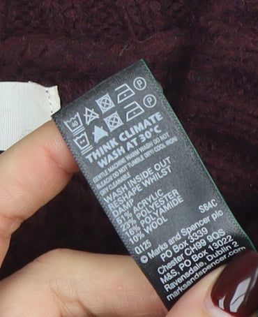 Marks and Spencer Per Una Women's Brown V-Neck Chunky Knit Jumper Size M