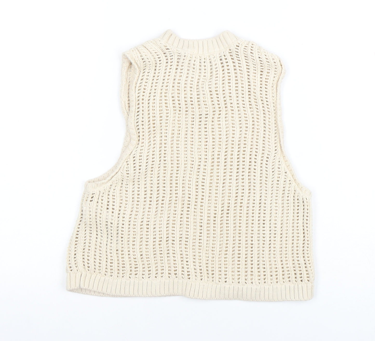Hollister Women's Beige XS Open Knit Sleeveless Cotton Vest