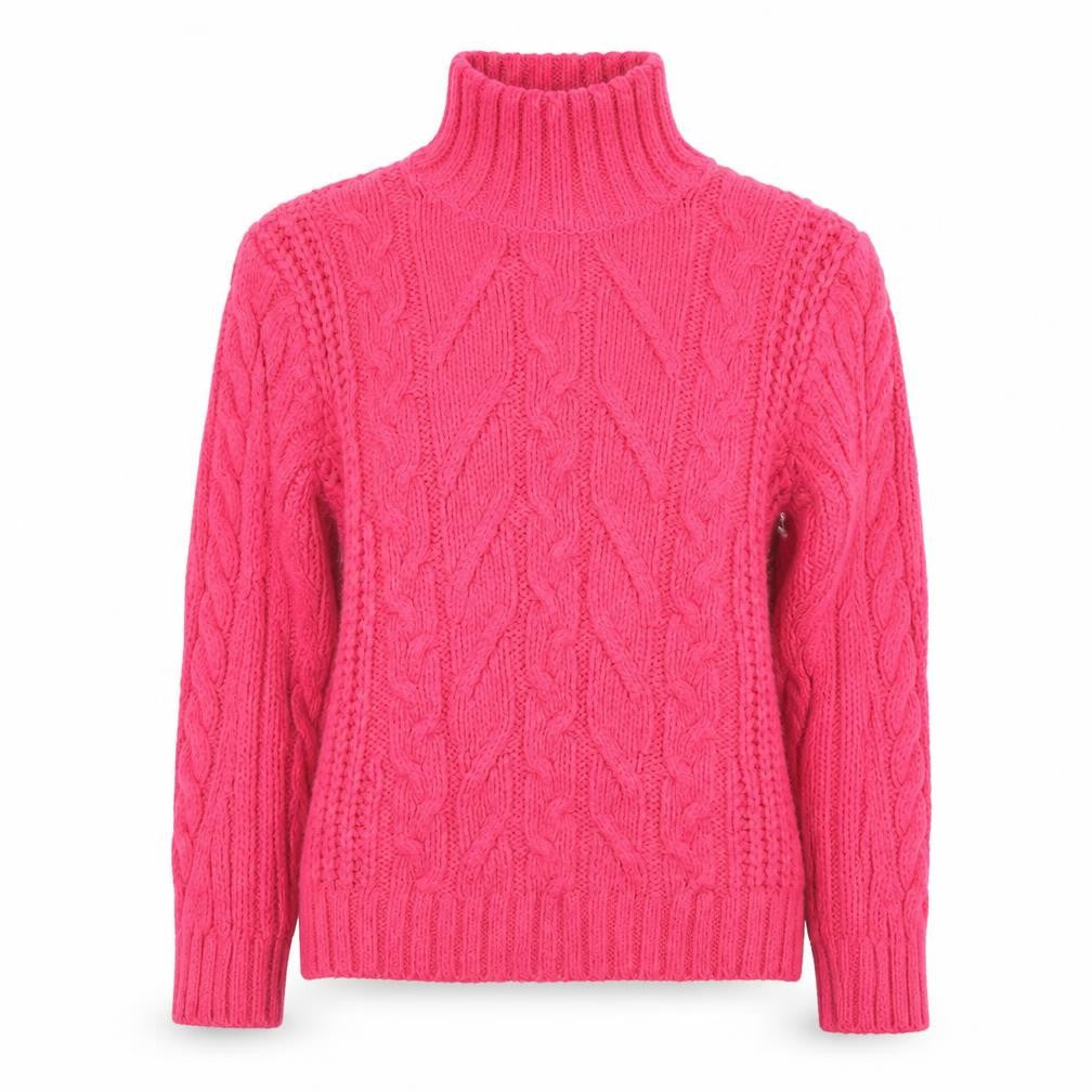 Marks and Spencer Women’s Pink Roll Neck Chunky Cable Knit Jumper Size S