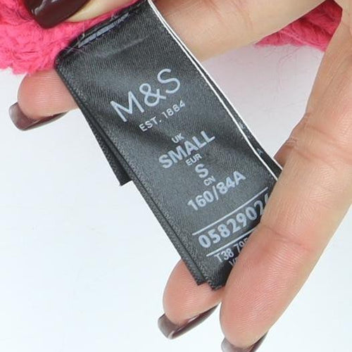 Marks and Spencer Women’s Pink Roll Neck Chunky Cable Knit Jumper Size S
