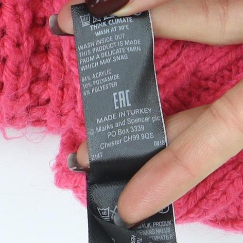 Marks and Spencer Women’s Pink Roll Neck Chunky Cable Knit Jumper Size S