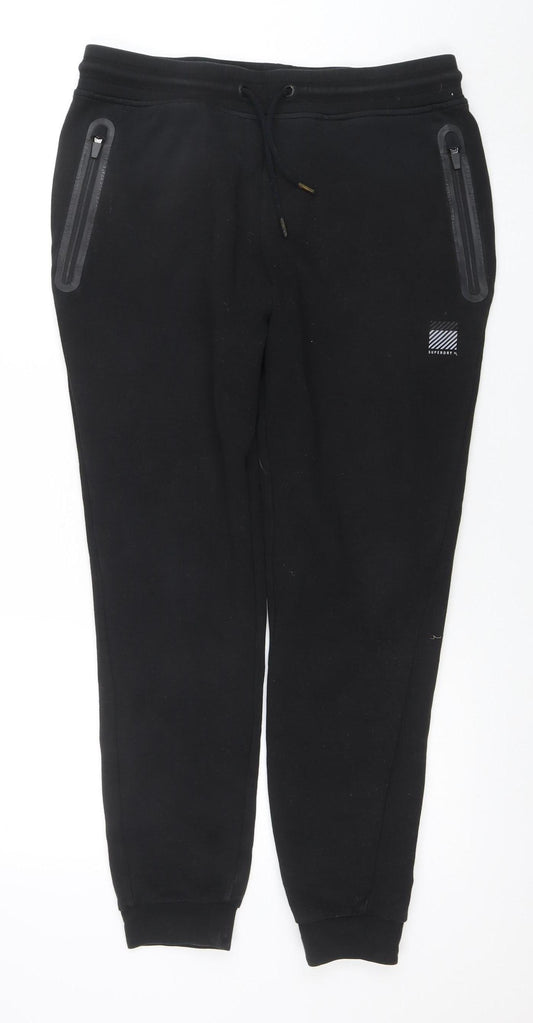 Superdry Sport Men's Black Jogger Trousers Medium Zip Pocket Drawstring