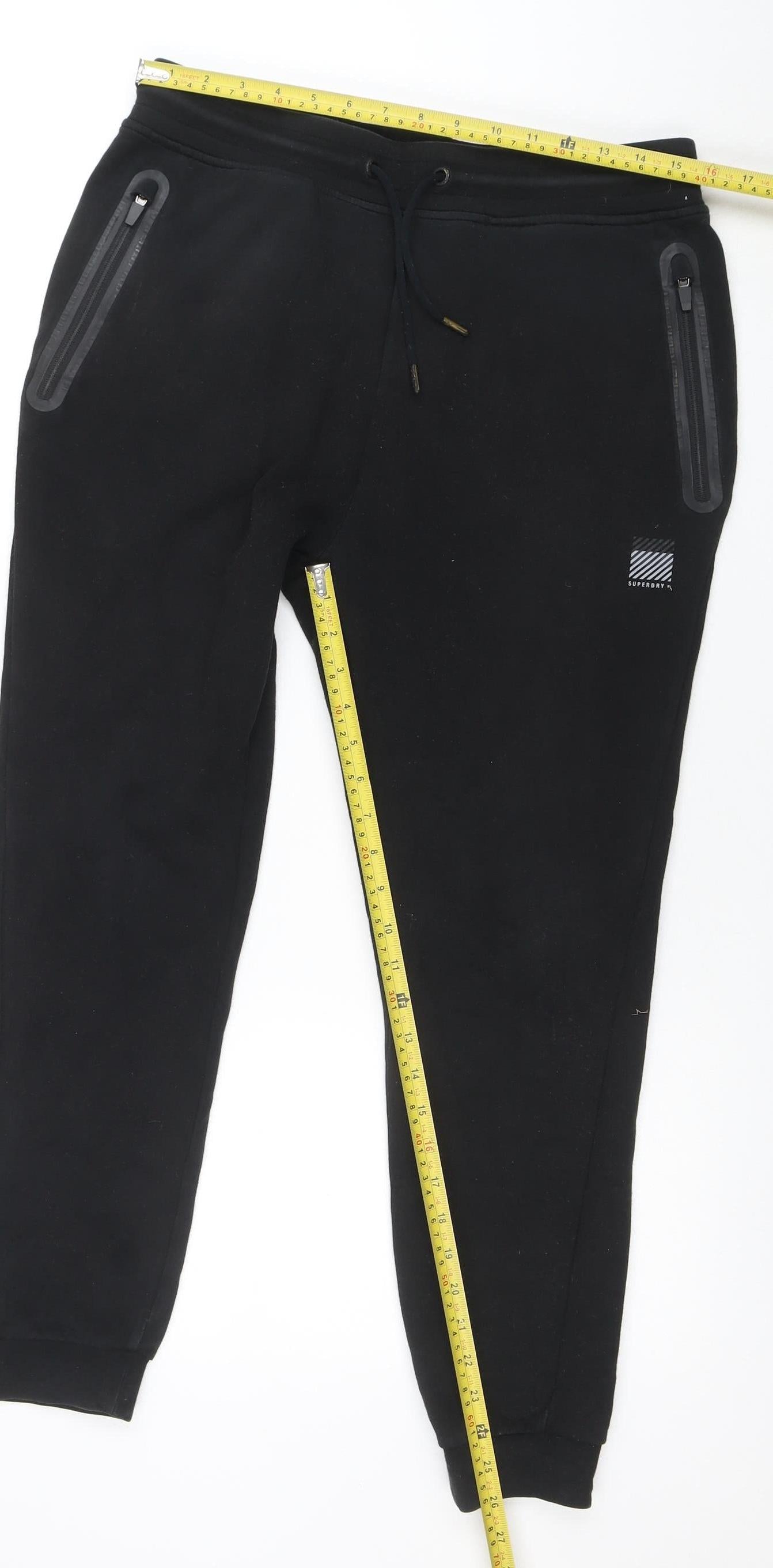 Superdry Sport Men's Black Jogger Trousers Medium Zip Pocket Drawstring