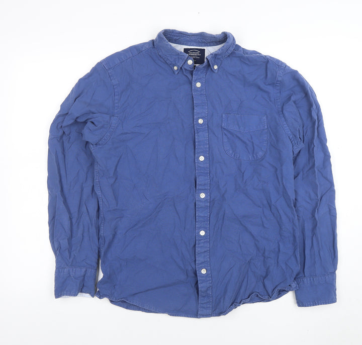 Charles Tyrwhitt Men's Blue Slim Fit Cotton Button-Up Shirt M
